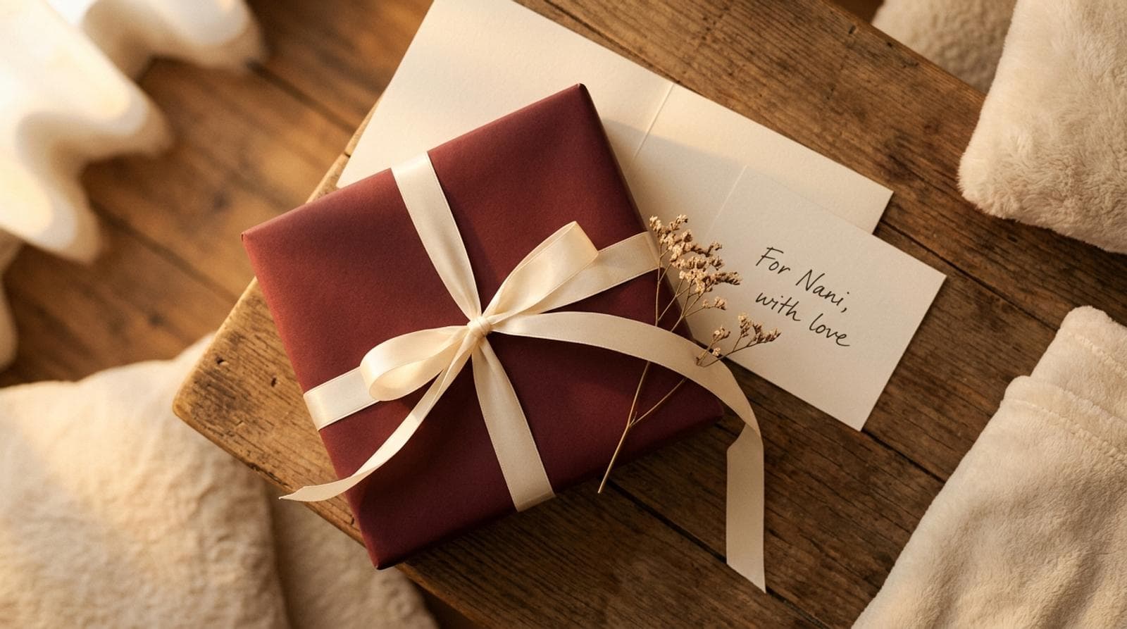 A beautiful burgundy gift box